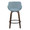 Fabrico 26" Mid-Century Modern Fixed-Height Counter Stool in Walnut Glazed Wood and Blue Noise Fabric with Round Black Metal Footrest- Set of 2 — back view