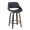 Fabrizzi counter stool in Walnut Glazed Wood, Charcoal Fabric, Black Metal, product view, featuring swivel and wood frame