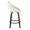 Fabrizzi counter stool in Walnut Glazed Wood, Cream Noise Fabric, Black Metal, side view, featuring swivel and wood frame