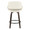 Fabrizzi counter stool in Walnut Glazed Wood, Cream Noise Fabric, Black Metal, back view, featuring swivel and wood frame