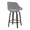 Fabrizzi counter stool in Walnut Glazed Wood, Grey Noise Fabric, Black Metal, back and side view, featuring swivel and wood frame