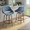 Fabrizzi counter stool in Light Grey Wood, Blue Noise Fabric, Black Metal, featuring swivel and wood frame