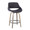 Fabrizzi counter stool in Light Grey Wood, Charcoal Fabric, Black Metal, product view, featuring swivel and wood frame