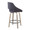 Fabrizzi counter stool in Light Grey Wood, Charcoal Fabric, Black Metal, back and side view, featuring swivel and wood frame