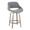 Fabrizzi counter stool in Light Grey Wood, Grey Noise Fabric, Black Metal, product view, featuring swivel and wood frame