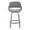 Fabrizzi counter stool in Light Grey Wood, Grey Noise Fabric, Black Metal, front view, featuring swivel and wood frame