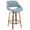 Fabrico 26" Mid-Century Modern Fixed-Height Counter Stool with Swivel in Walnut Wood and Blue Noise Fabric with Round Black Metal Footrest- Set of 3 — product view