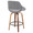 Fabrico 26" Mid-Century Modern Fixed-Height Counter Stool with Swivel in Black Metal, Walnut Wood and Grey Noise Fabric- Set of 3 — rear three-quarter view