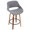 Fabrico 26" Mid-Century Modern Fixed-Height Counter Stool with Swivel in Black Metal, Walnut Wood and Grey Noise Fabric- Set of 3 — lifestyle photo 1