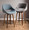 Fabrico 26" Mid-Century Modern Fixed-Height Counter Stool with Swivel in Black Metal, Walnut Wood and Grey Noise Fabric- Set of 3 — lifestyle photo 2