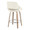 Fabrizzi counter stool in Whitewashed Wood, Cream Noise Fabric, Chrome Metal, back and side view, featuring swivel and wood frame