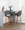 Fabrizzi counter stool in Walnut Wood, Charcoal Fabric, Black Metal, featuring swivel and upholstered seat