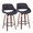 Fabrico 26" Mid-Century Modern Fixed-Height Counter Stool in Walnut Wood and Charcoal Fabric with Round Black Metal Footrest- Set of 2 — pair view