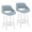 Fabrico 26" Contemporary Fixed-Height Counter Stool with Swivel in White Wood and Blue Noise Fabric with Round Chrome Footrest- Set of 2 — pair view