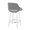 Fabrico 26" Contemporary Fixed-Height Counter Stool with Swivel in White Wood and Grey Fabric with Round Chrome Footrest- Set of 2 — rear three-quarter view