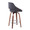 Fabrico 26" Mid-Century Modern Fixed-Height Counter Stool in Walnut Wood and Charcoal Fabric with Round Chrome Metal Footrest- Set of 2 — rear three-quarter view