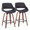 Fabrizzi counter stool in Walnut Wood, Charcoal Fabric, Black Metal, coordinated set view, featuring swivel and upholstered seat