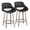 Fabrico 26" Mid-Century Modern Fixed-Height Counter Stool with Swivel in Light Grey Wood and Black Faux Leather with Round Black Metal Footrest- Set of 2 — pair view