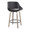 Fabrico 26" Mid-Century Modern Fixed-Height Counter Stool with Swivel in Light Grey Wood and Black Faux Leather with Round Black Metal Footrest- Set of 2 — rear three-quarter view