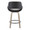 Fabrico 26" Mid-Century Modern Fixed-Height Counter Stool with Swivel in Light Grey Wood and Black Faux Leather with Round Black Metal Footrest- Set of 2 — back view