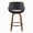 Fabrico 26" Mid-Century Modern Fixed-Height Counter Stool with Swivel in Walnut Wood and Black Faux Leather with Round Black Metal Footrest- Set of 2 — back view