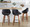 Fabrico 26" Mid-Century Modern Fixed-Height Counter Stool with Swivel in Walnut Wood and Black Faux Leather with Round Black Metal Footrest- Set of 2 — lifestyle photo 1