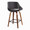 Fabrizzi counter stool in Walnut Wood, Black PU, Black Metal, back and side view, featuring swivel and wood frame