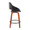 Fabrico Mid-Century Modern Fixed-Height Counter Stool in Walnut Wood with Round Black Footrest and Black Faux Leather- Set of 2 — side view