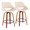 Fabrizzi counter stool in Walnut Wood, Cream PU, Black Steel, coordinated set view, featuring metal footrest