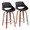 Fabrizzi counter stool in Walnut Wood, Black PU, Chrome, coordinated set view, featuring metal footrest