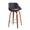 Fabrizzi counter stool in Walnut Wood, Black PU, Chrome, back and side view, featuring metal footrest