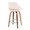 Fabrizzi counter stool in Walnut Wood, Cream PU, Chrome, back and side view, featuring metal footrest