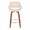 Fabrico Mid-Century Modern Fixed-Height Counter Stool in Walnut Wood with Round Chrome Footrest and Cream Faux Leather- Set of 2 — front view