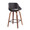 Fabrico 26" Mid-Century Modern Fixed-Height Counter Stool in Walnut Wood with Square Black Footrest and Black Faux Leather- Set of 2 — rear three-quarter view