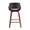 Fabrico 26" Mid-Century Modern Fixed-Height Counter Stool in Walnut Wood with Square Black Footrest and Black Faux Leather- Set of 2 — back view