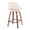 Fabrico Mid-Century Modern Fixed-Height Counter Stool in Walnut Wood with Square Black Footrest and Cream Faux Leather- Set of 2 — rear three-quarter view