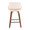 Fabrico Mid-Century Modern Fixed-Height Counter Stool in Walnut Wood with Square Black Footrest and Cream Faux Leather- Set of 2 — back view