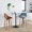 Fabrizzi counter stool in Walnut Wood, Blue Fabric, featuring swivel and upholstered seat