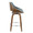 Fabrizzi 26" Mid-Century Modern Fixed-Height Counter Stool with Swivel in Walnut Wood and Blue Fabric with Round Chrome Metal Footrest- Set of 2 — side view