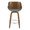 Fabrizzi 26" Mid-Century Modern Fixed-Height Counter Stool with Swivel in Walnut Wood and Blue Fabric with Round Chrome Metal Footrest- Set of 2 — back view