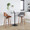 Fabrizzi counter stool in Walnut Wood, Chrome Metal, Noise Grey Fabric, featuring swivel and upholstered seat