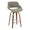 Fabrizzi 26" Mid-Century Modern Fixed-Height Counter Stool with Swivel in Walnut Wood and Noise Grey Fabric with Round Chrome Metal Footrest- Set of 2 — product view
