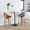 Fabrizzi 26" Mid-Century Modern Fixed-Height Counter Stool with Swivel in Walnut Wood and Noise Grey Fabric with Round Chrome Metal Footrest- Set of 2 — lifestyle photo 4