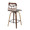 Folia 26" Mid-Century Modern Fixed Height Counter Stool with Swivel in Walnut Wood, Grey Fabric and Black Metal Footrest- Set of 2 — rear three-quarter view