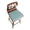 Folia counter stool in Walnut Wood, Teal Fabric, Black Metal, top view, featuring upholstered seat