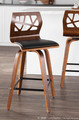 Folia counter stool in Walnut Wood, Black PU, Black Metal