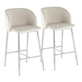 Fran Contemporary Counter Stool in Chrome Metal and Cream Velvet- Set of 2 — pair view