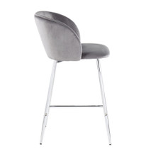 Fran counter stool in Chrome, Grey Velvet, side view, featuring velvet design and metal design