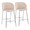 Fran Pleated Contemporary/Glam Fixed-Height Counter Stool in Chrome Metal and White Velvet- Set of 2 — pair view