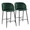 Fran Pleated Waves Contemporary Fixed-Height Counter Stool in Black Metal and Green Velvet- Set of 2 — pair view